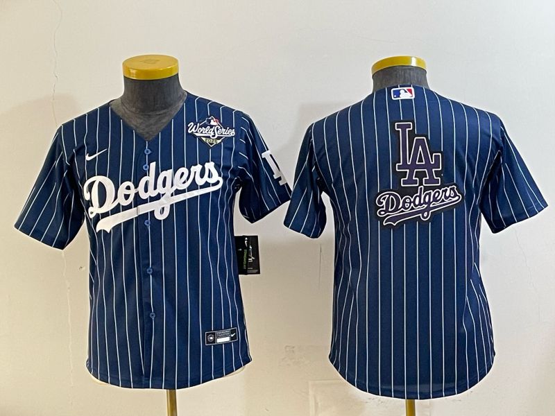 Youth 2026 Los Angeles Dodgers Blank Drak Blue Stripe Game Nike MLB Jersey style 0010